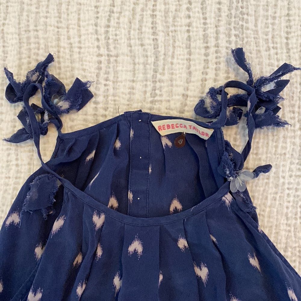💙 Rebecca Taylor Halter Style Blouse with Heart Print and Beading - Picture 3 of 5